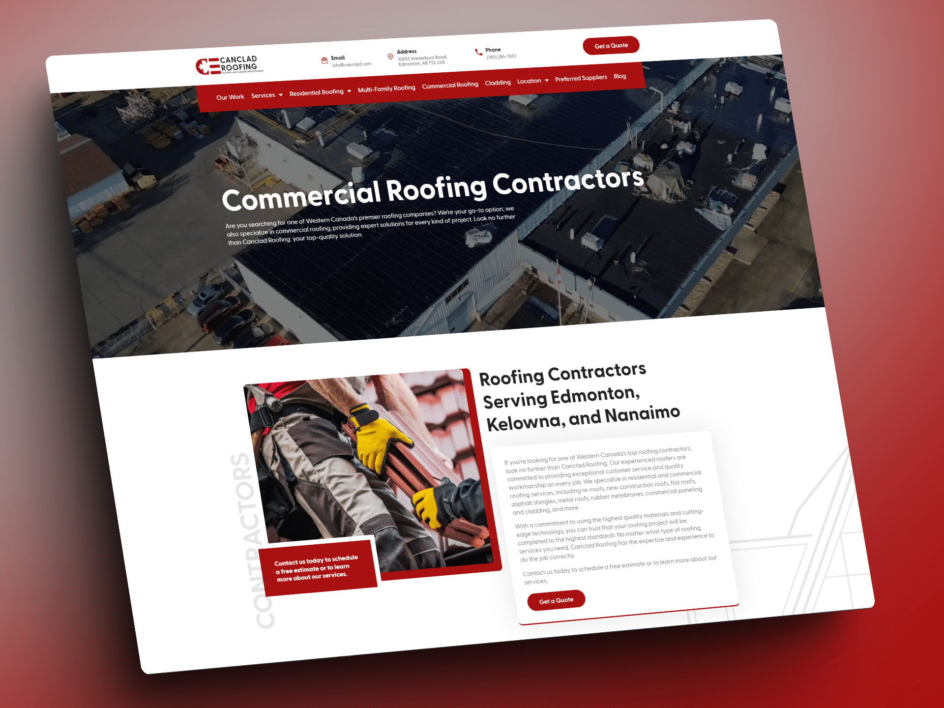 commercial roofing contractors website design and development